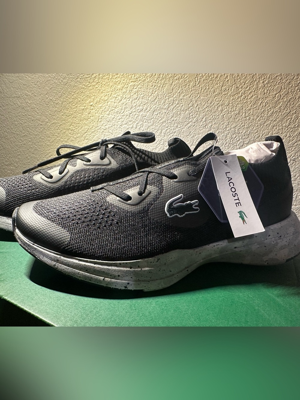 Lacoste Woman’s Black Knit Athletic Sneakers